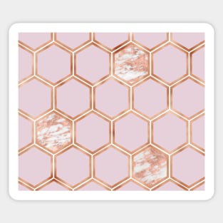 Copper blush marble hexagons Sticker